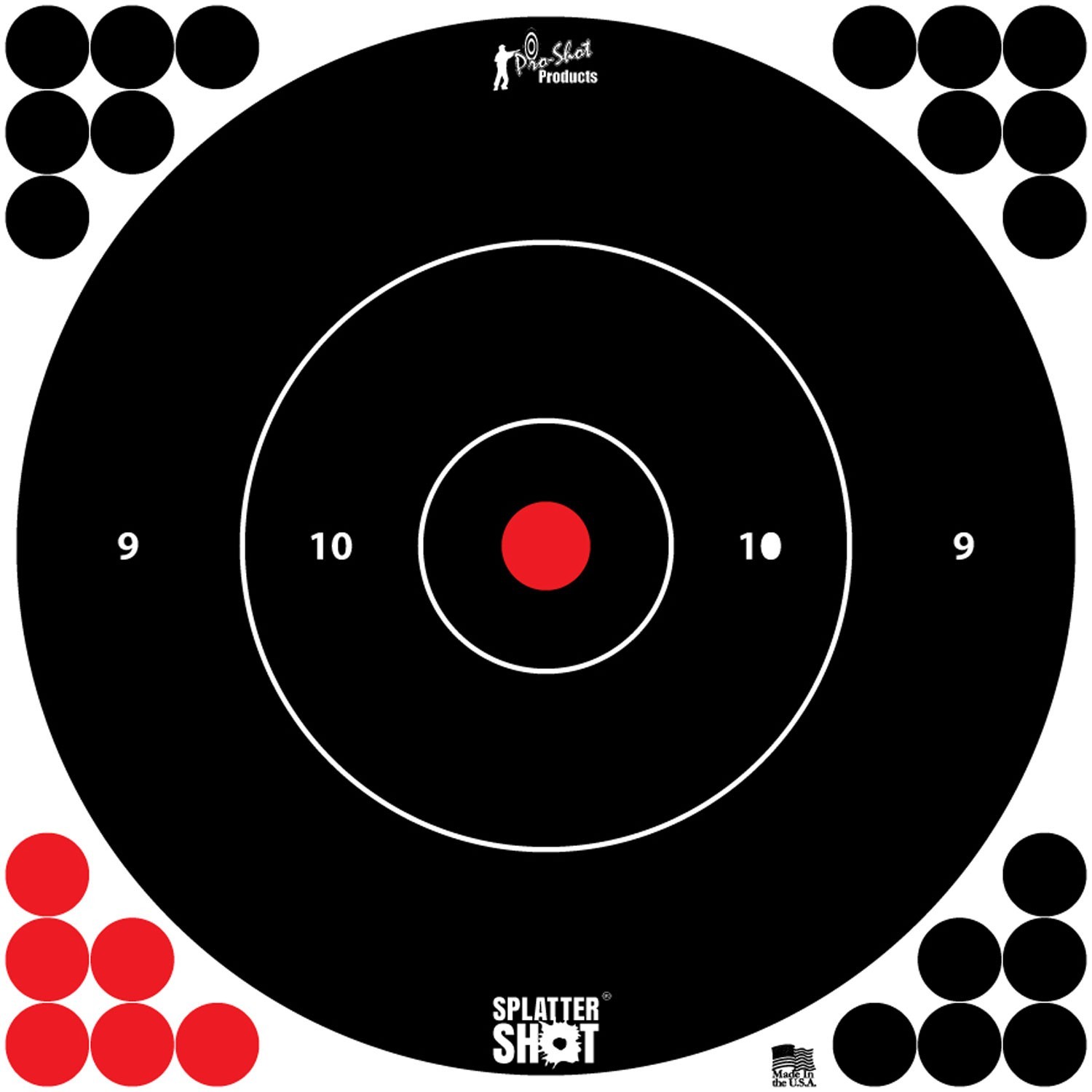 Pro-Shot 12BWHTETG5PK SplatterShot Bullseye Hanging Tagboard 12" Black/Red Impac