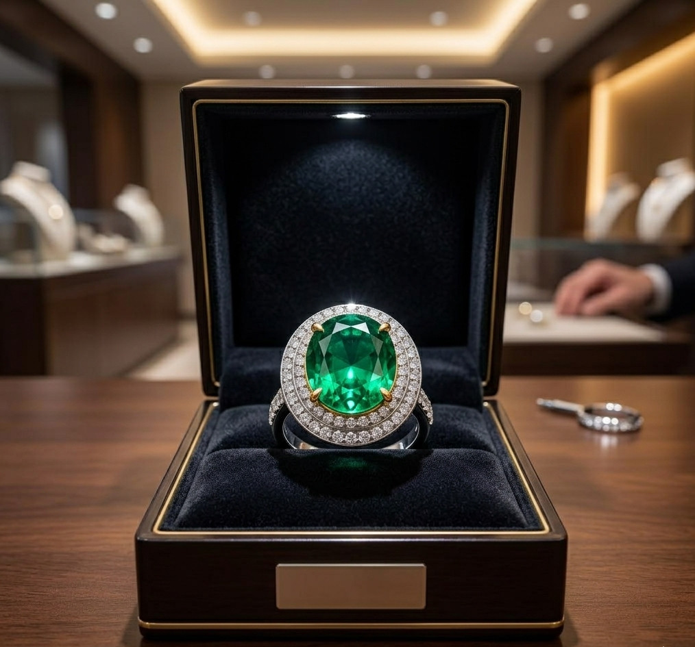 IGL Certified 5.00 Ct Natural Emerald & Diamond Wedding Gift Ring 14K White Gold