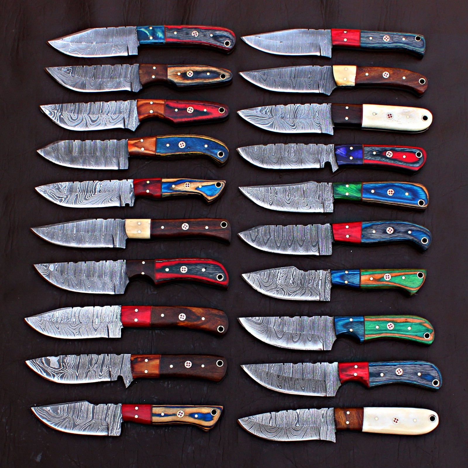 LOT OF 20 HANDMADE CUSTOM DAMASCUS STEEL HUNTING FULL TANG SKINNERS KNIFE 777