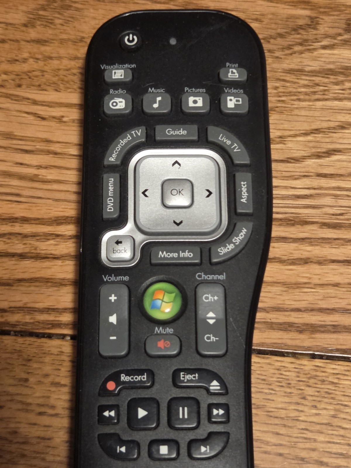 HP Microsoft Windows Media Center Remote Control RC6 Black Replacement