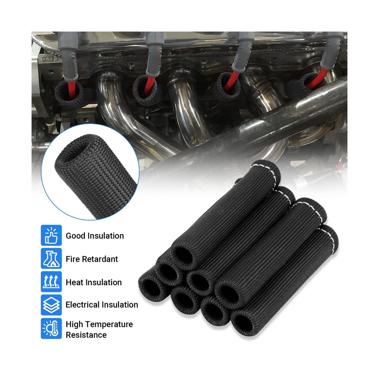 Spark Plug Wire Heat Shield Sleeve 2500° Spark Plug Boot Protector Boots Wr