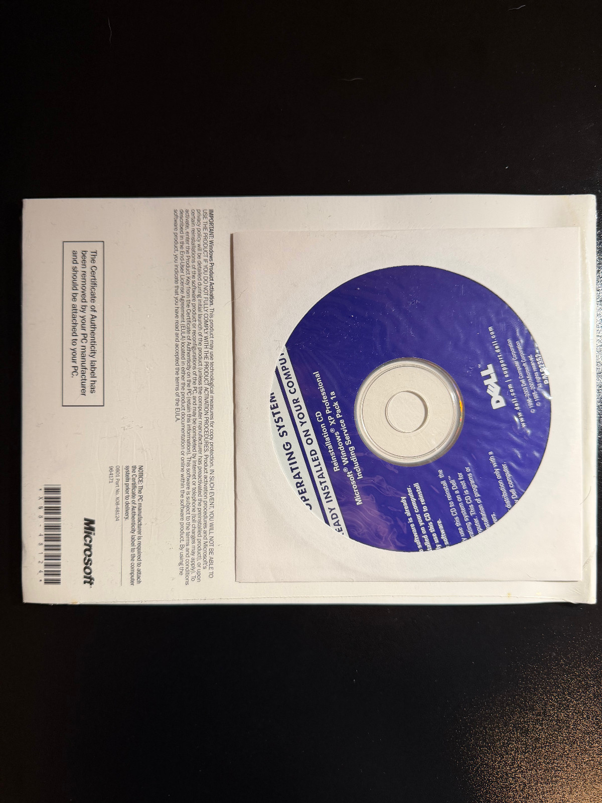 NEW! SEALED Microsoft Windows XP Professional SP1, Dell OEM **NO COA**