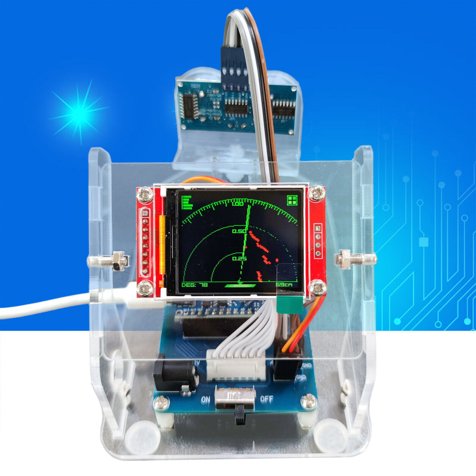 Mini Ultrasonic Unit & 1M Motor Range for Arduino Starter Kit Program Educatiobo