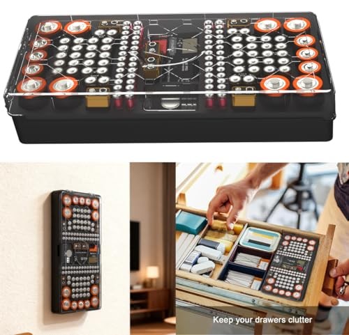 Battery Organizer Storage Case with Tester, Stores & Holds 136 Batteries