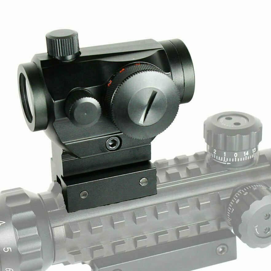 Tactical Reflex Red Green Dot Sight Scope - Dual High - Low Profile Rail Mounts