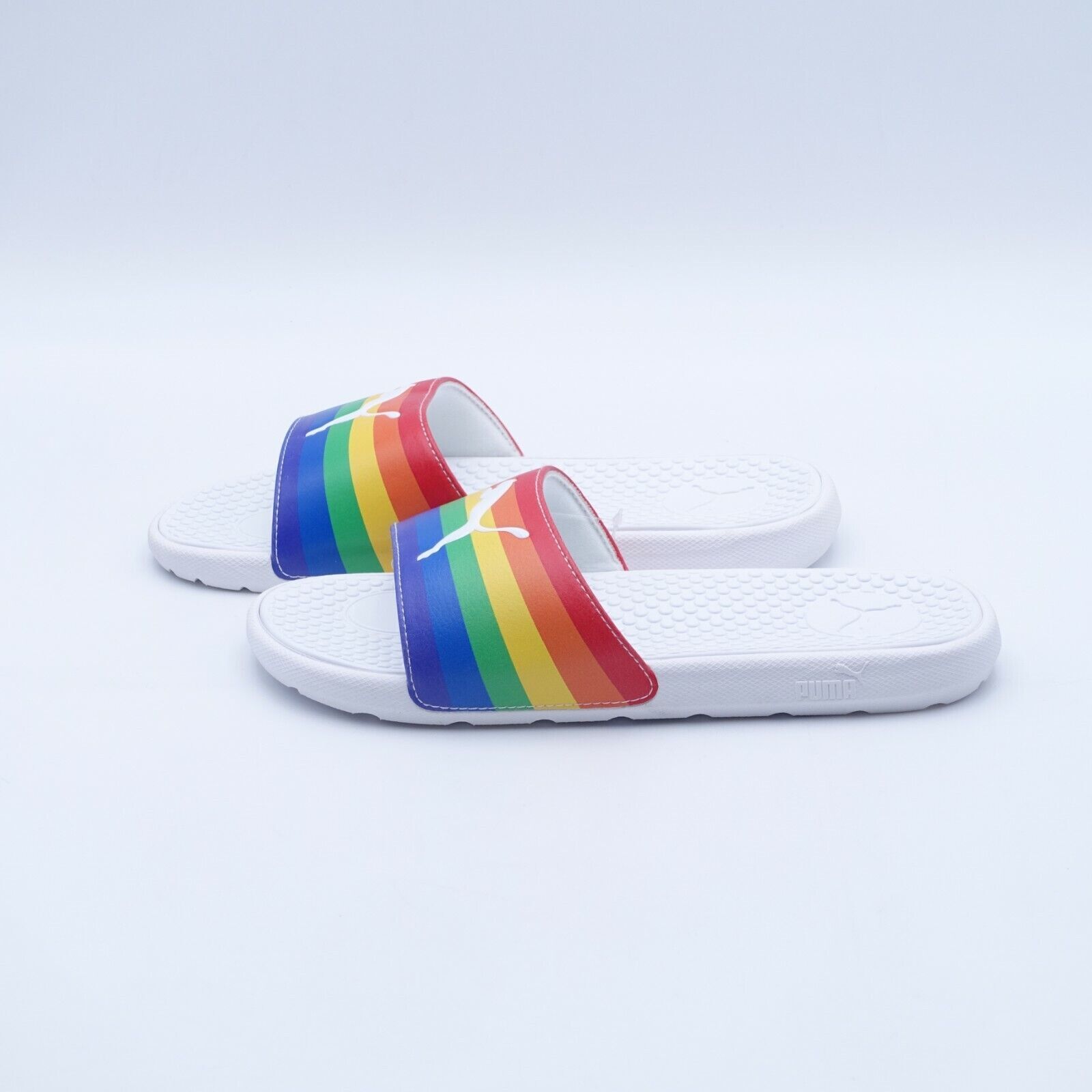 PUMA Women's Cool Cat Rainbow Pride Slide Sandals 383190-01 White