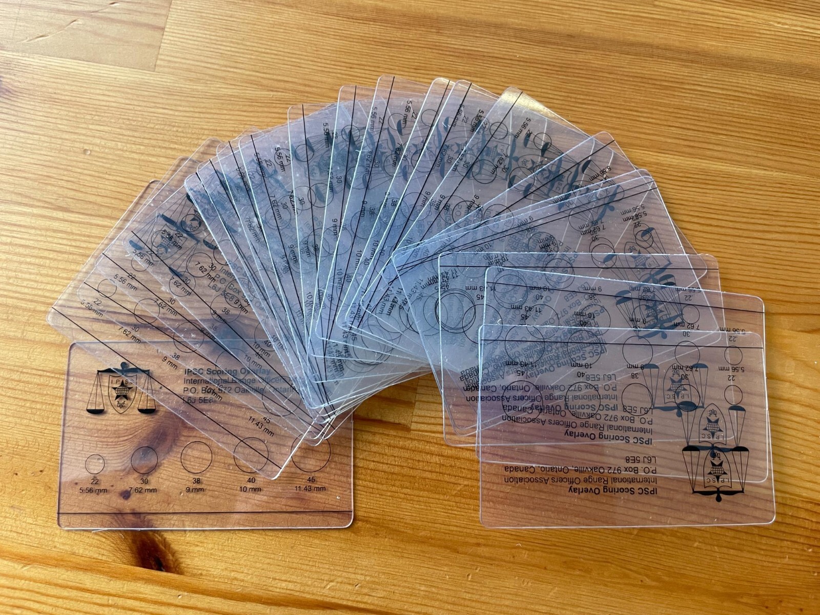IPSC IROA RANGE OFFICER - OVERLAY SCORING CARDS - TRANSPARENT - MATCH - SHOOTING