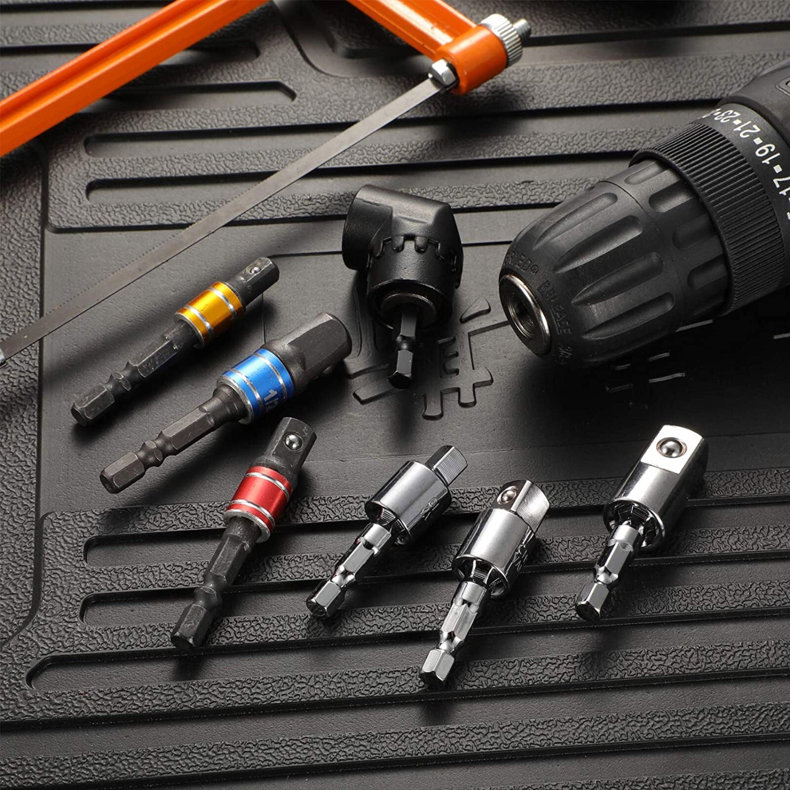 Socket Adapter Set Hex Shank to 1/4" 3/8" 1/2" Impact Driver Drill 3 pcs Color