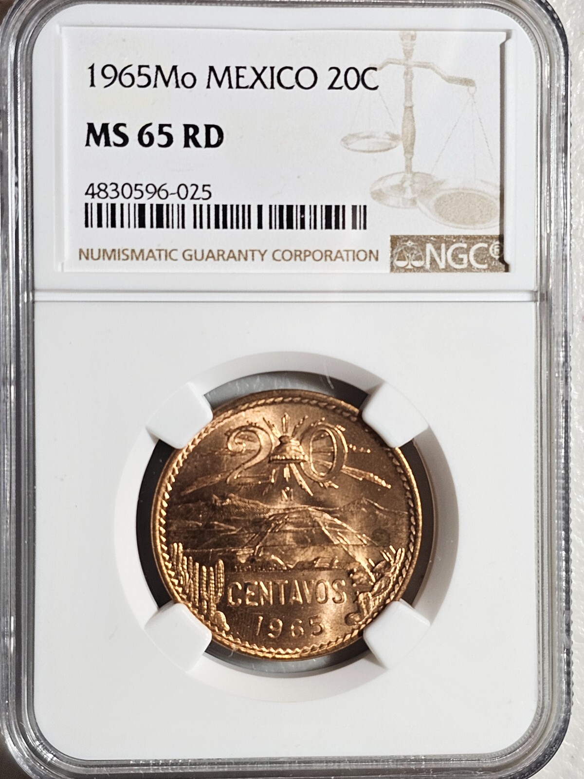 Mexico 20 Centavos 1965 Mo NGC MS 65 RD