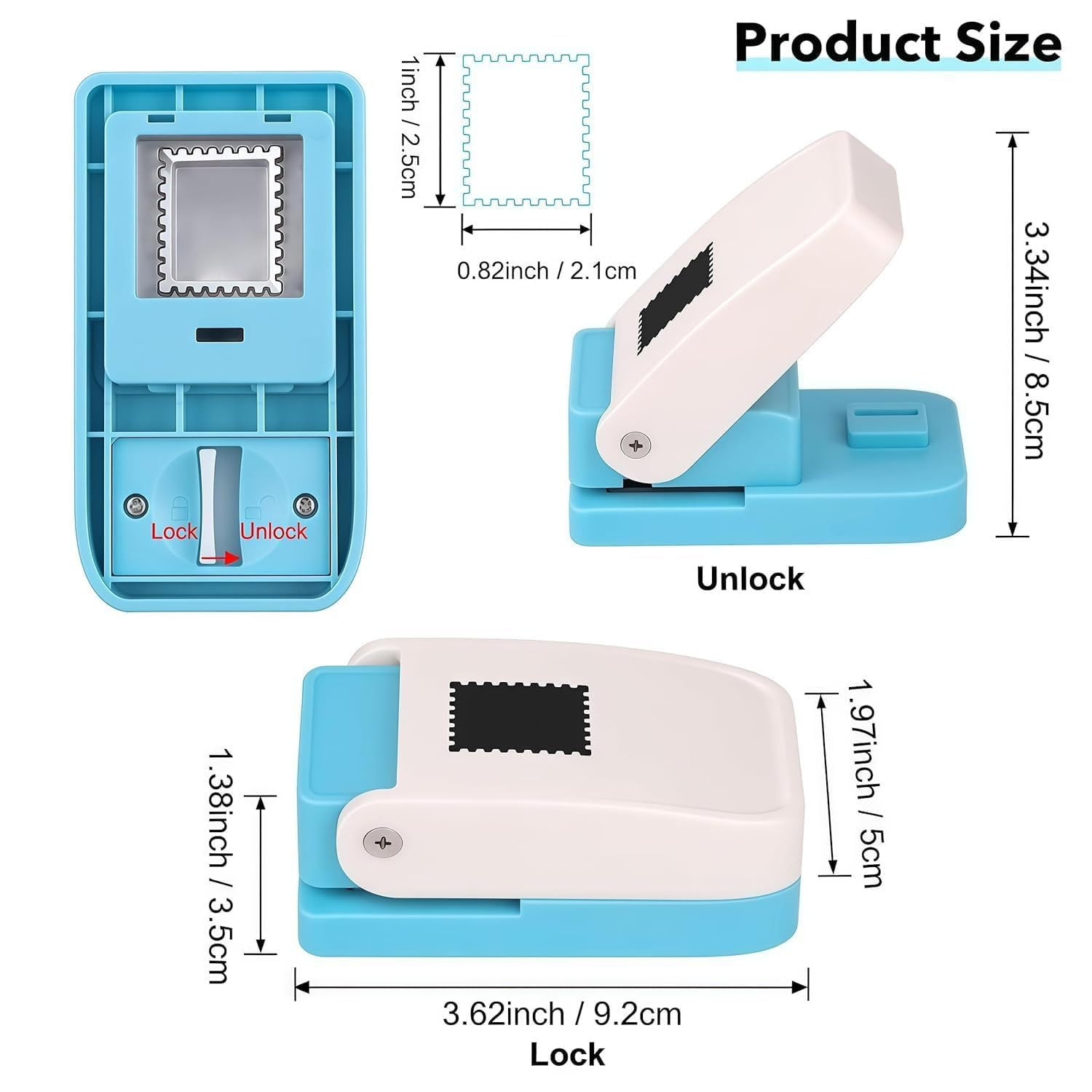 Rectangular Postage Stamp Punch Cutter, 1 x 0.8 Inch Stamp Puncher for Scrapbook