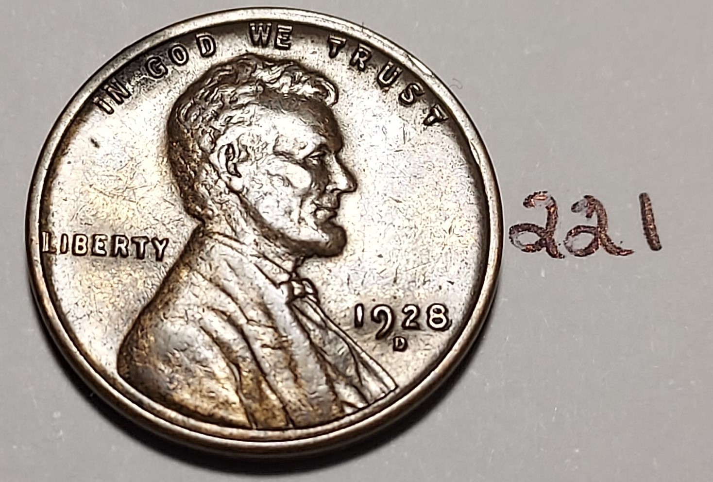 1928-D Lincoln Wheat Cent Extremely Fine #221