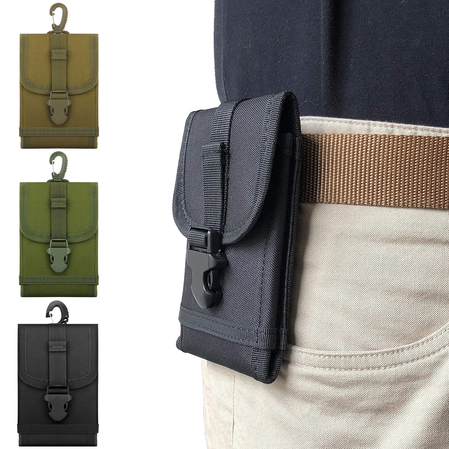 Tactical Military MOLLE EDC Pouch Waist Clip-On Phone Holster Bag with Belt Clip