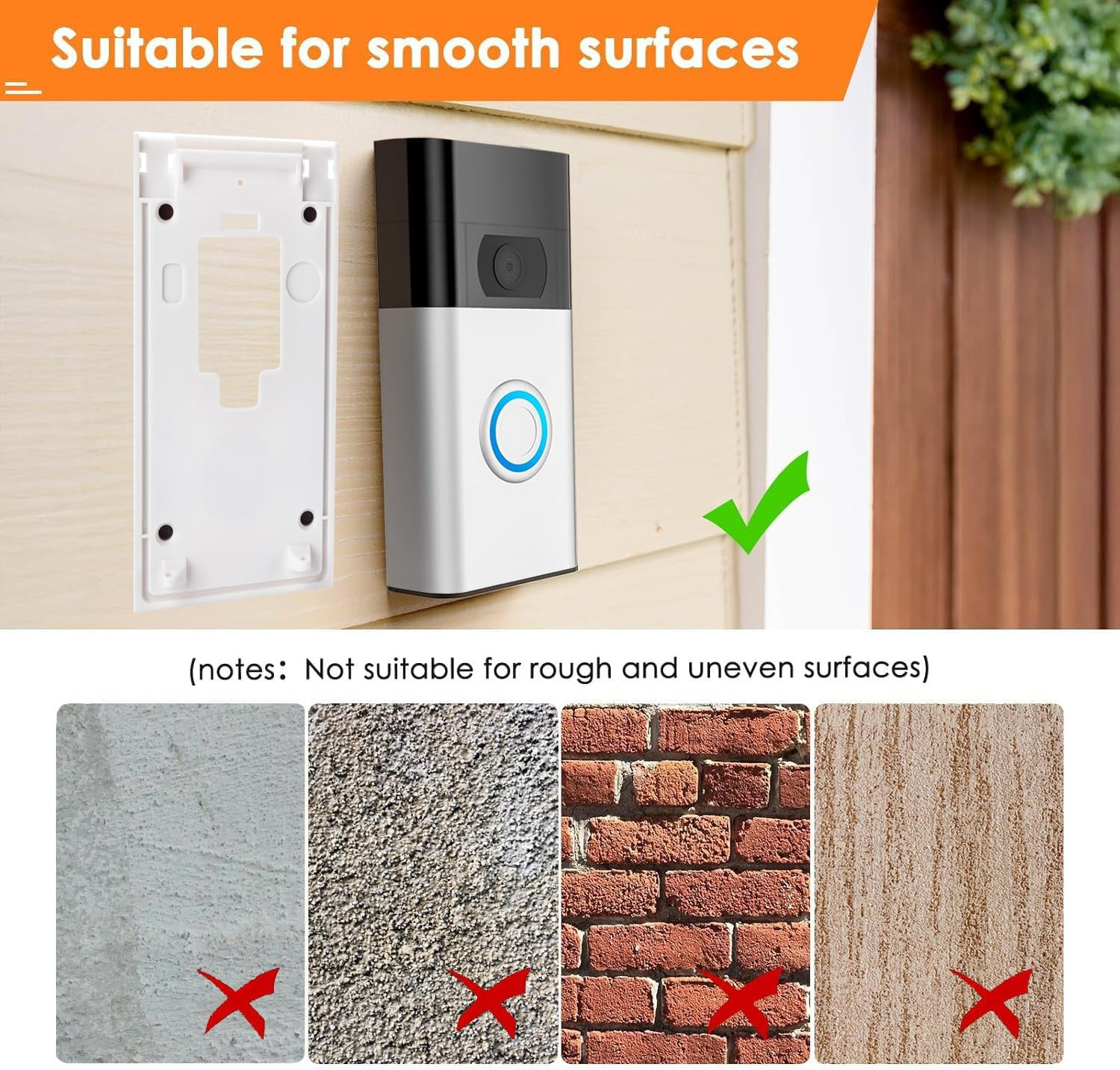 No-Drill Adhesive Mount for Ring Video Doorbell (2nd Generation - 2020 Release)