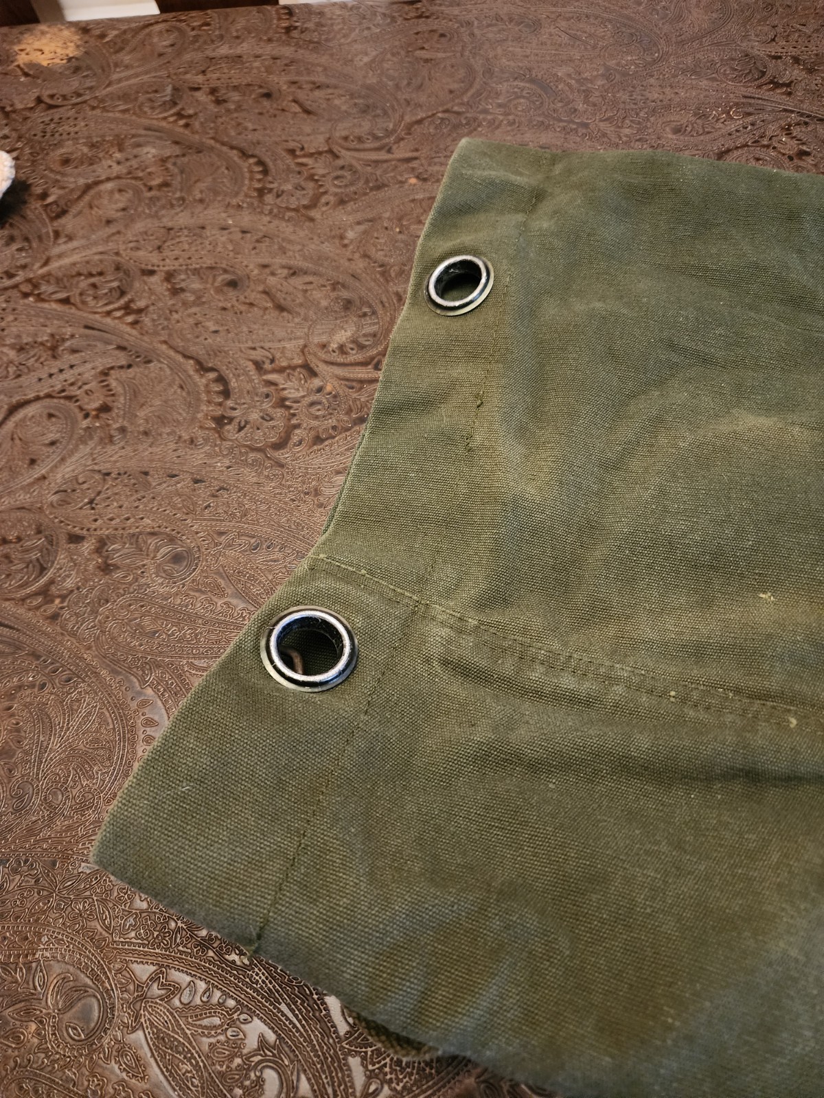 Vintage US Military Duffel Bag. Top Load, Green Canvas, Handle & Strap.