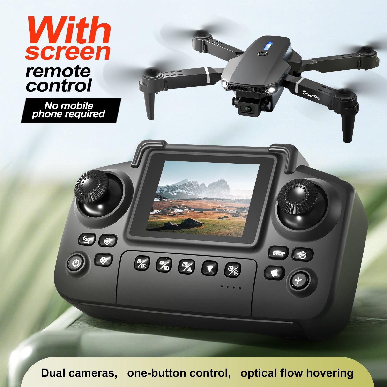 Drone 2026 4K HD Dual Camera WiFi FPV RC Foldable Quadcopter Remote With Screen