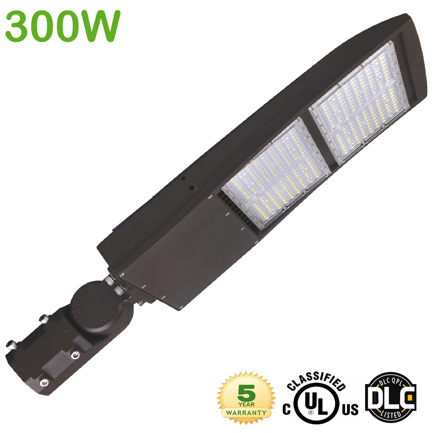 300W LED Shoebox Parking Lot Lights, 4000K 5000K 5700K 1000W MH Equiv. 1-10V Dim