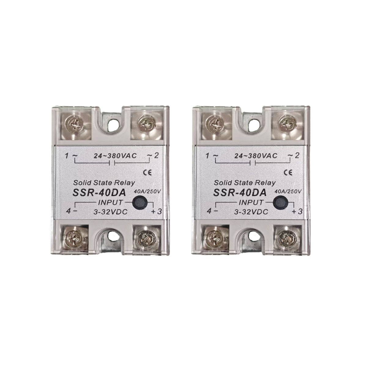2 pcs SSR-40DA Solid State Relay Single Phase Relay 40A 3-32VDC to 24-380VAC
