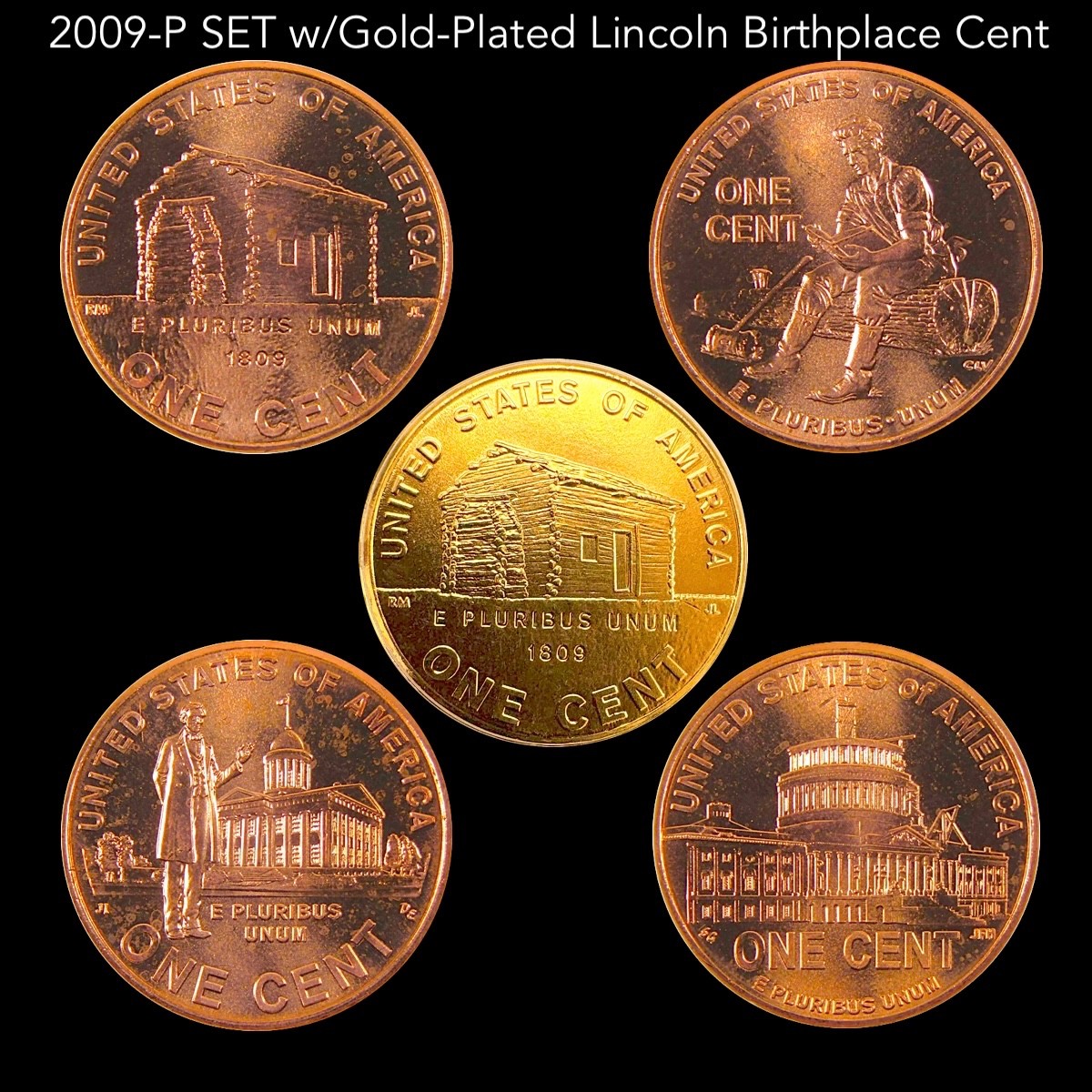 2009-P SET w/Gold-Plated Lincoln Birthplace Cent - Collector's Set BU UNC