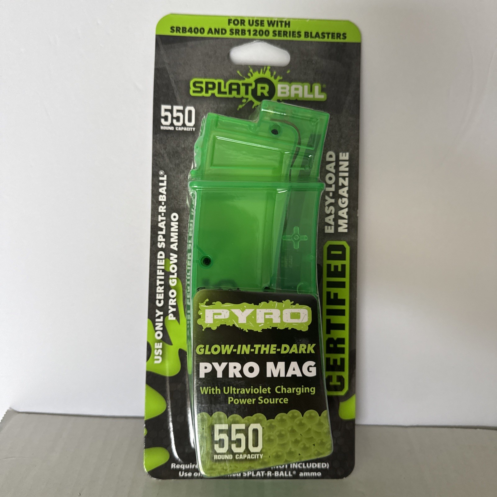 SplatRBall Pyro Mag Blaster Magazine Holds 550 Rounds UV Glow in Dark NEW!