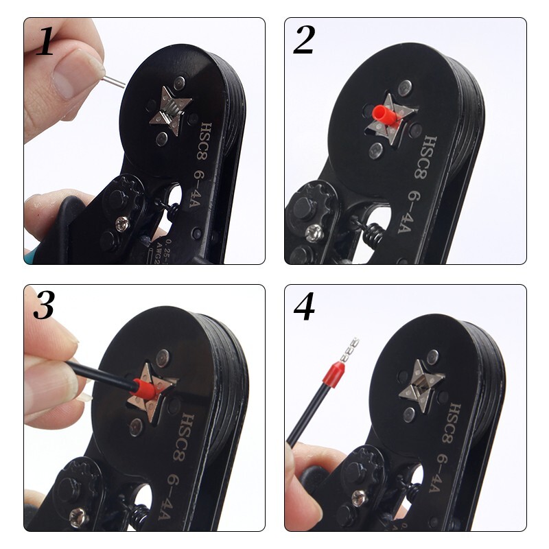 HSC86 - 4A+ Terminal + Multifunctional Wire Stripper Set, Cold - Press Terminal
