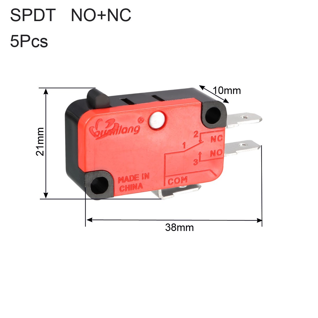 5PCS OV-15-1C25 15A 125/250V AC 3 Terminals Snap Button Type Micro Limit Switch