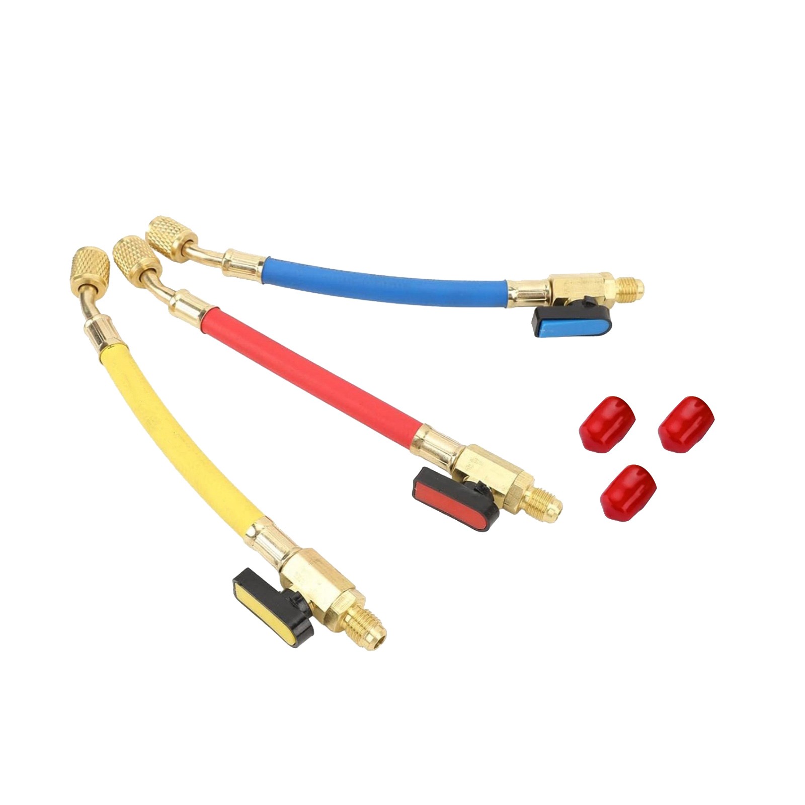 1/4" SAE Refrigeration Charging Hose W/Ball Valves For R134A Refrigerant