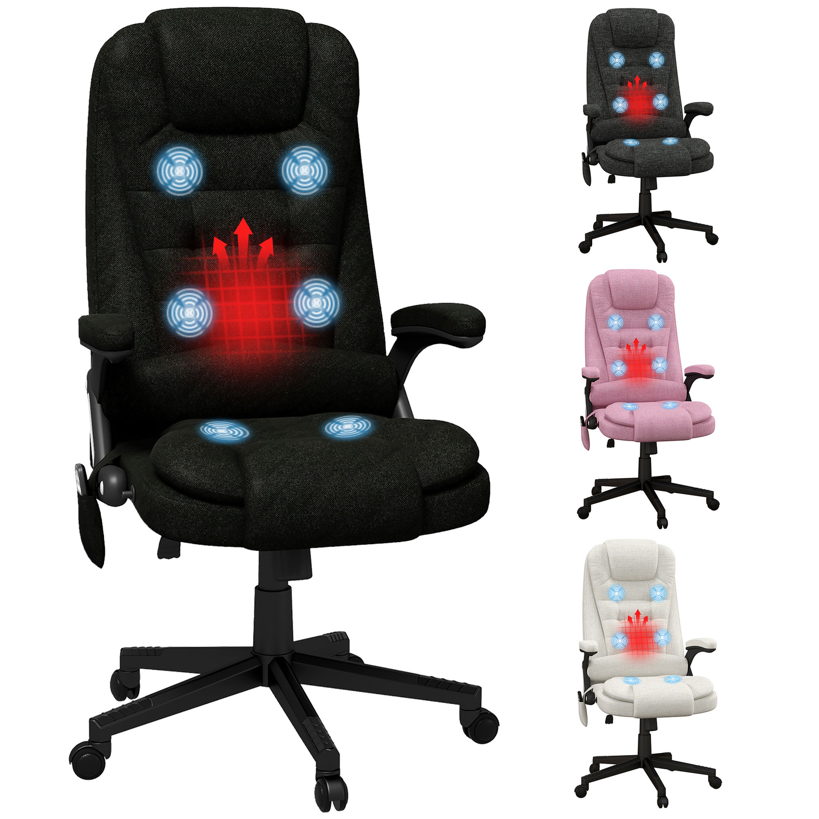 Massage Office Chair with 6 Points Heat Linen Executive Office Chair