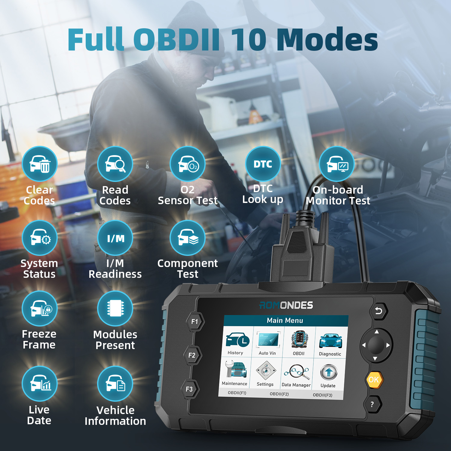 ROMONDES RD3000 Auto Code Reader OBD2 Scanner Diagnostic Tool EPB & Oil Reset