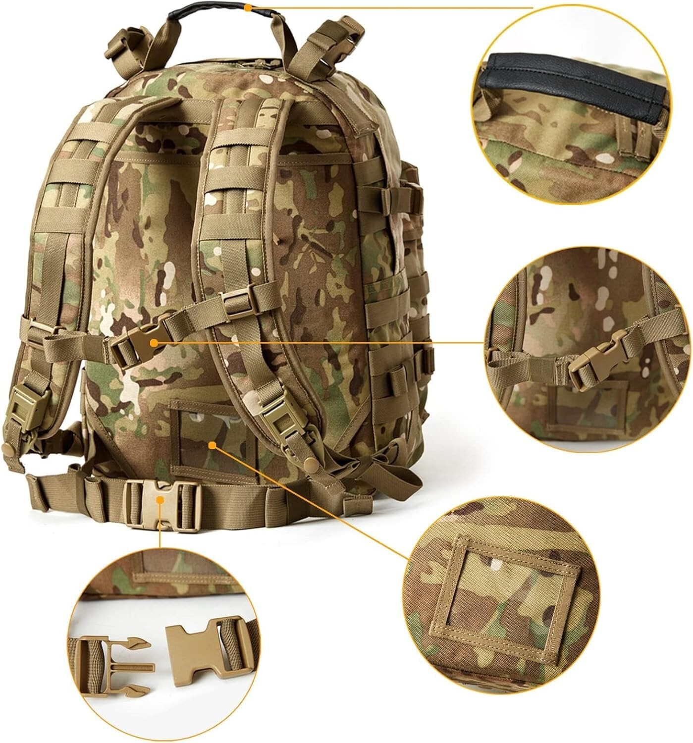 Military MOLLE 2 Tactical Assault Backpack, Rifleman 3 Day Pack, Multicam