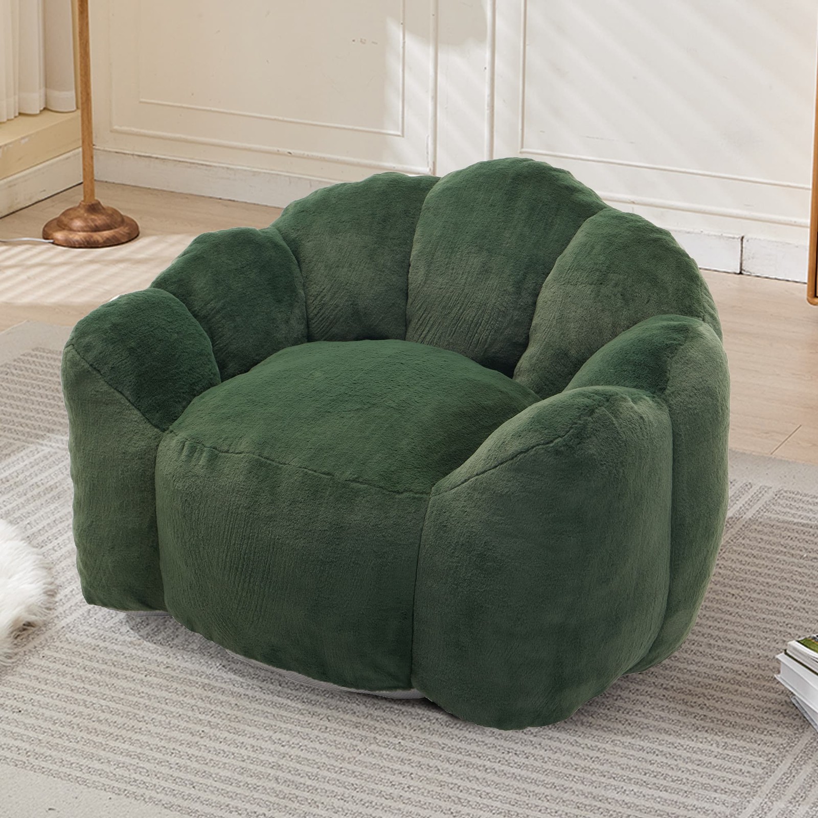 Green Lotus Compression Sofa Bean Bag Pull Ring Portable Living Room Bedroom