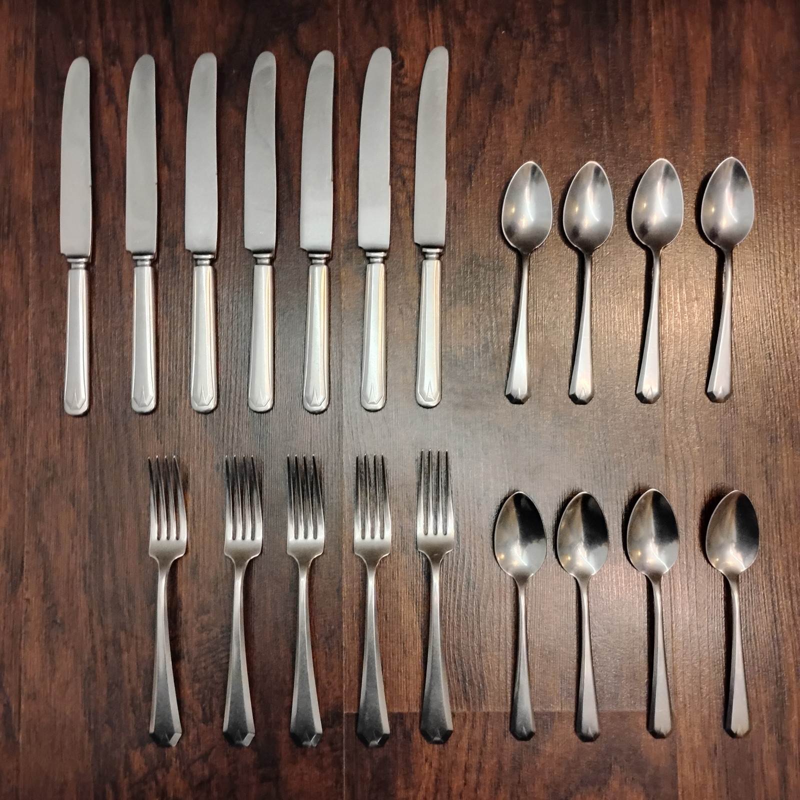 Vtg Royal Allegheny Streamline Stainless Flatware 20 Pc Set Knives Forks Spoons
