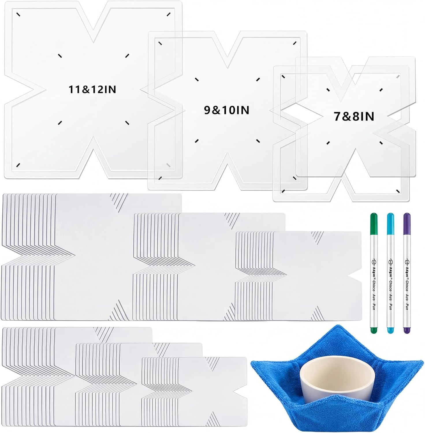 42 Pcs Bowl Cozy Template Set, 7/8/9/10/11/12 Inch Acrylic Bowl Wrap Sewing Temp
