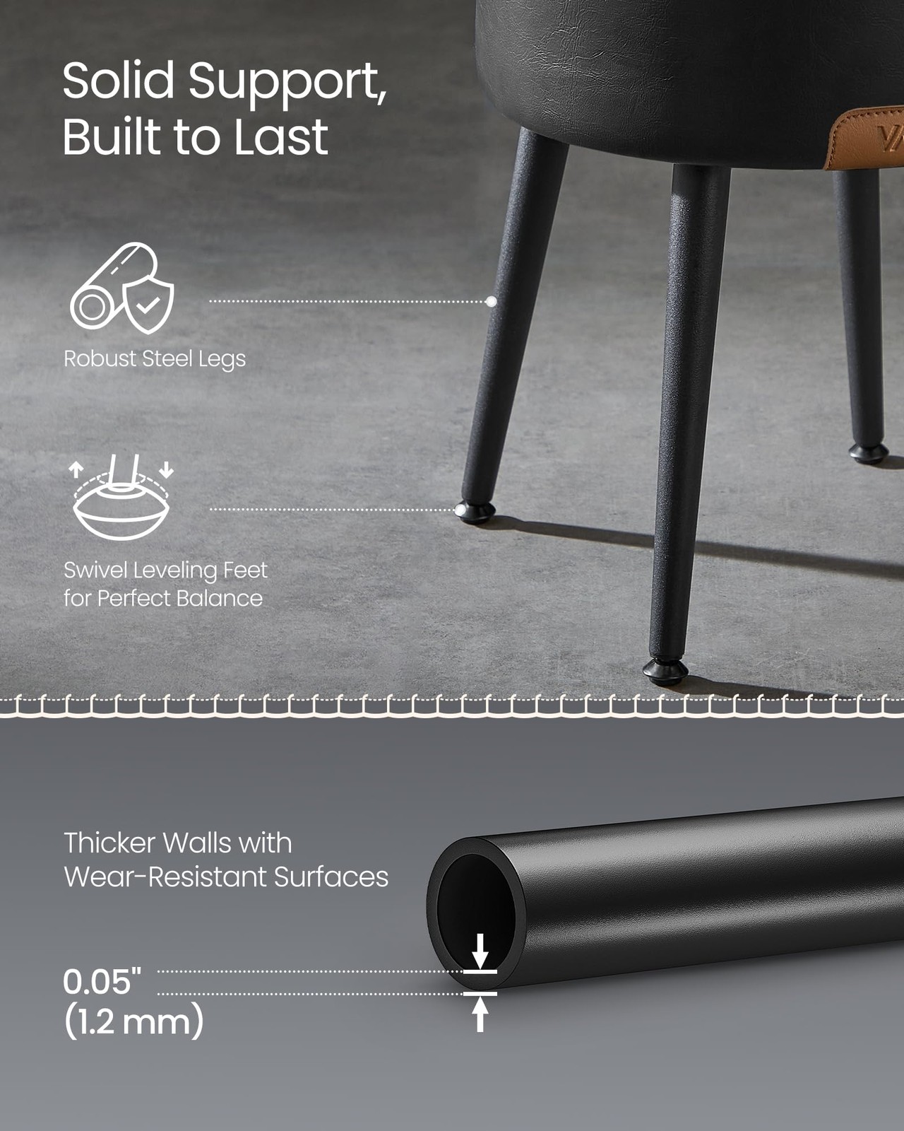 EKHO Collection - Storage Ottoman, Vanity Chair Stool, Synthetic Leather with...