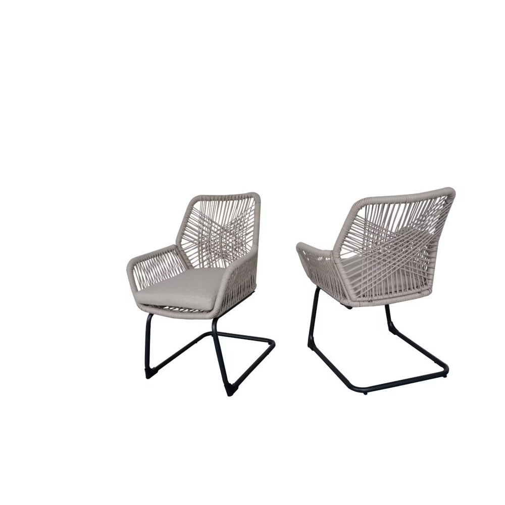 ight Grey PE Rattan Outdoor Armchair with Spring Support, Set of 2 – All-Weather