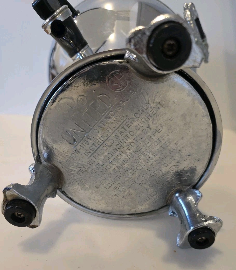 VTG United Automatic Percolator Coffee Maker 840 w/ Cord Silver TESTED