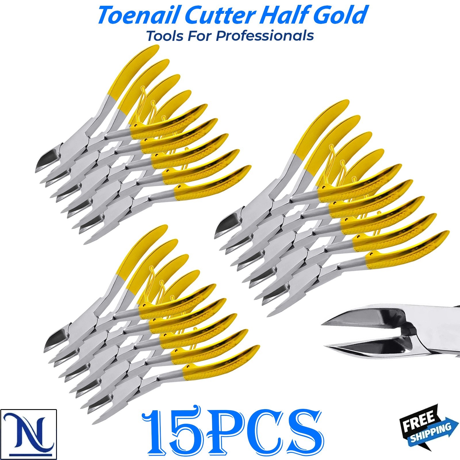 Professional Small Toe Nail Clippers For Thick Nails Heavy Duty Gold Handle