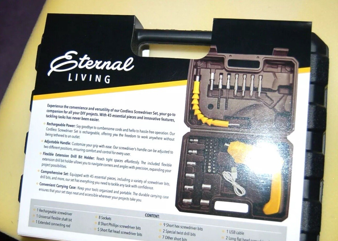 45 Piece Wireless Electric Screwdriver accessory set - Eternal Living