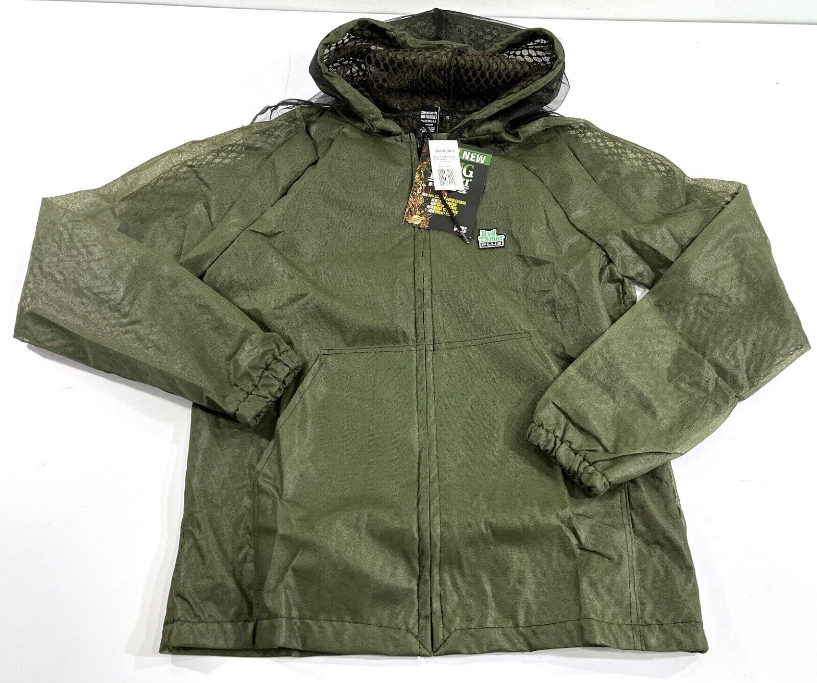 NWT SMALL BUG TAMER PLUS ZIPPERED PARKA W/ FACE SHIELD OLIVE GREEN BTX4 SMALL