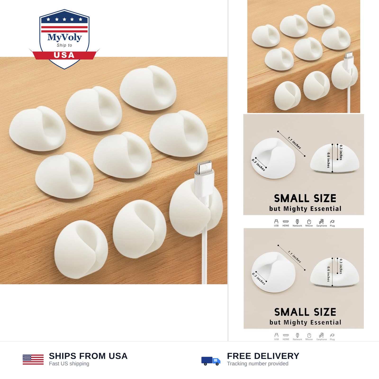 SmiLife Cable Clips, Cord Holder, Wire Holder for Cable Management, 9PCS | Wh...