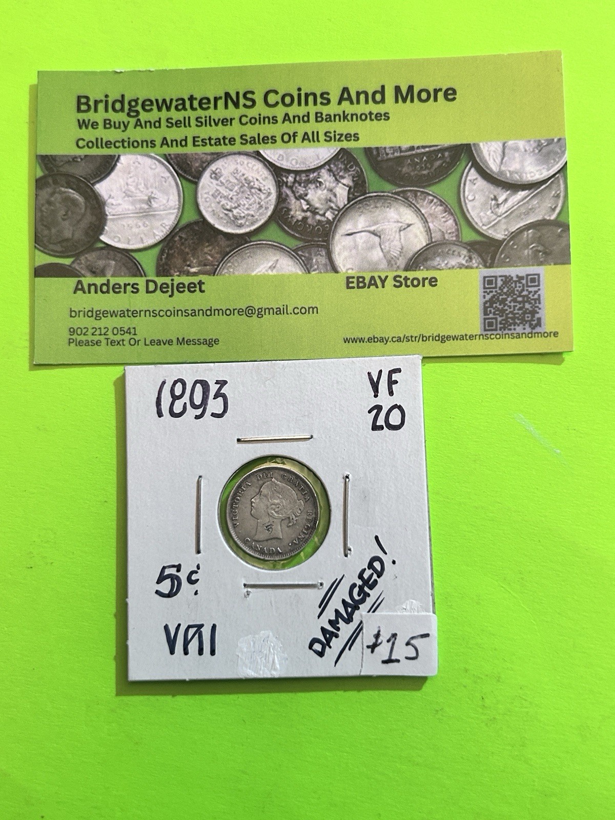 Canada 1893 Queen Victoria Nickel. Sterling Silver. Scratches.  Trending At $25
