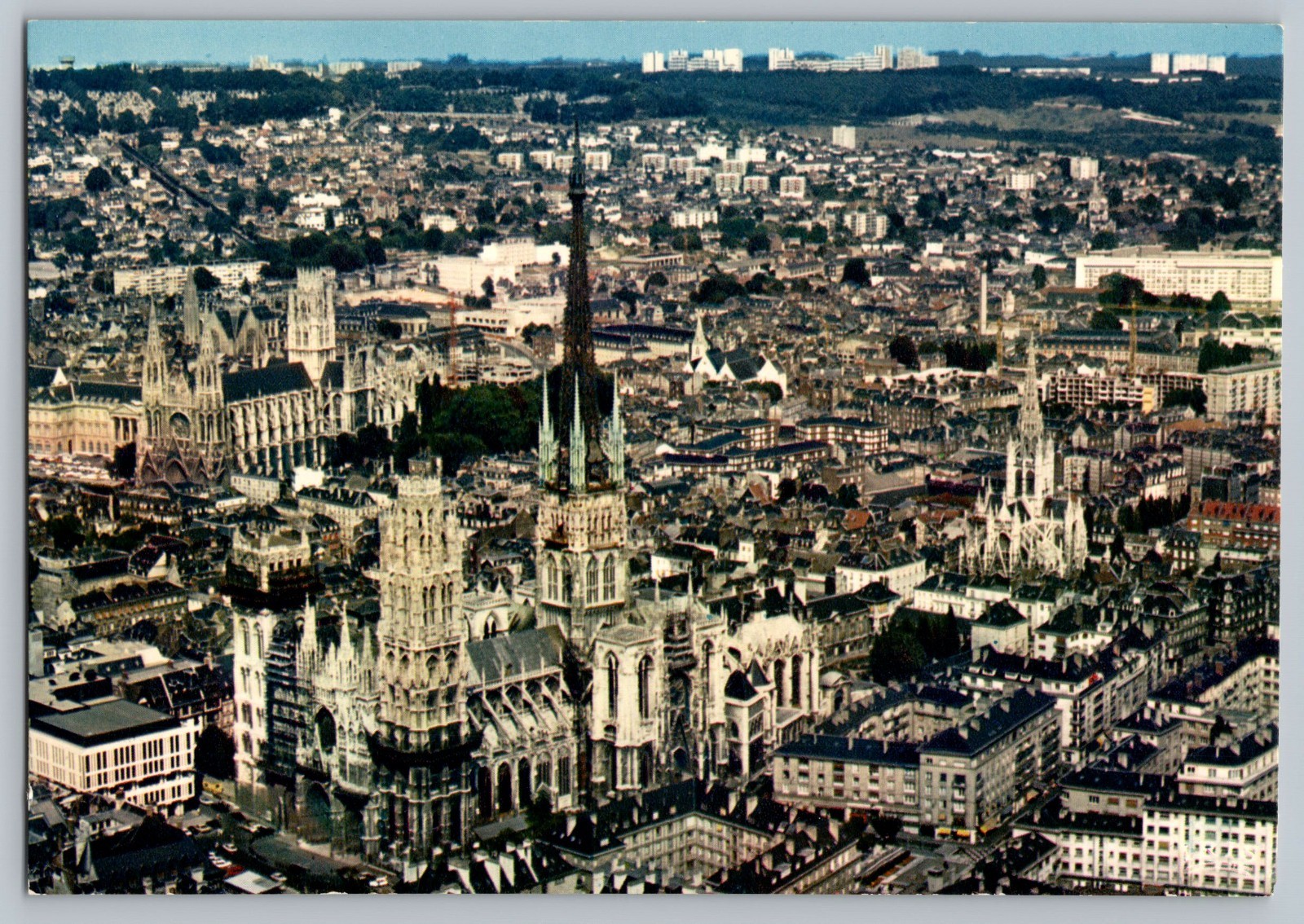 Postcard Aerial View - Rouen Normandy France Cathedral St Maclou