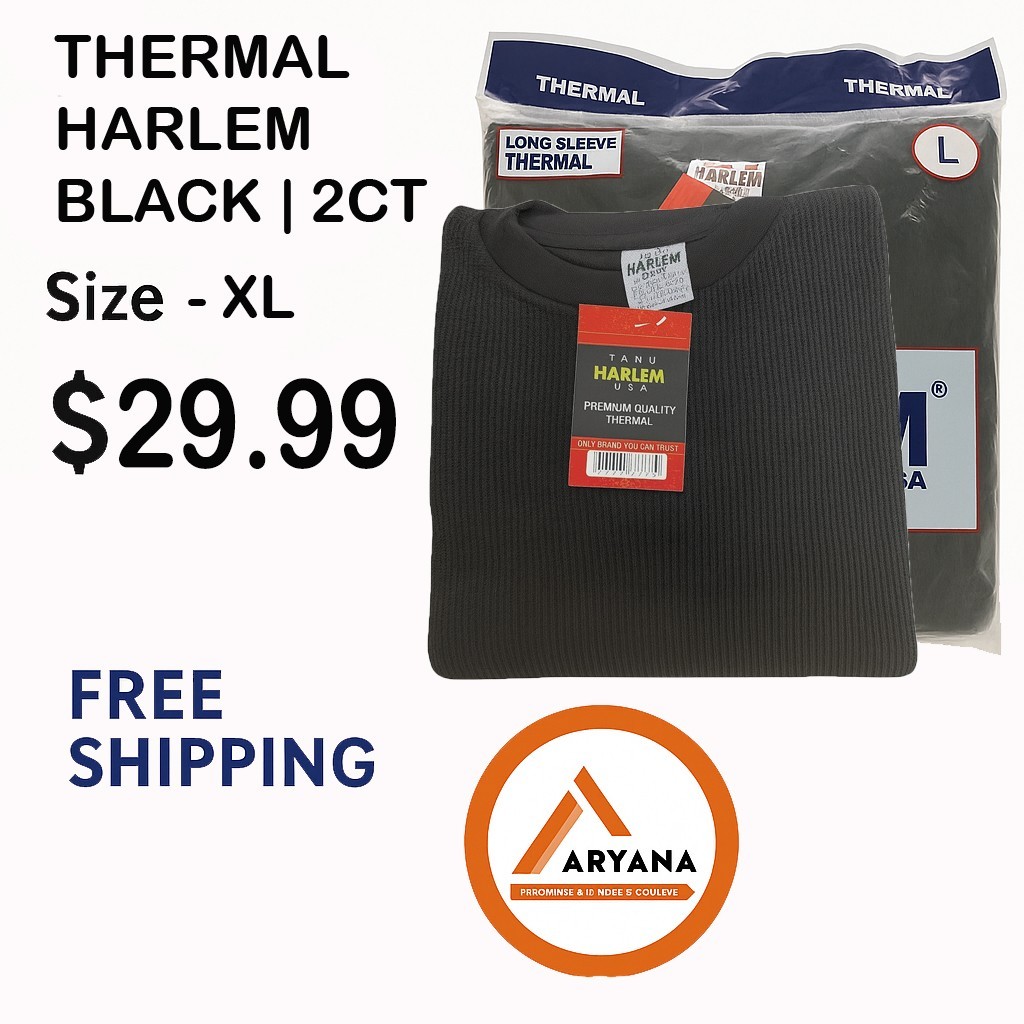 THERMAL HARLEM BLACK | WINTER | 2CT | Size -XL | Only $29.99 + FREE SHIPPING