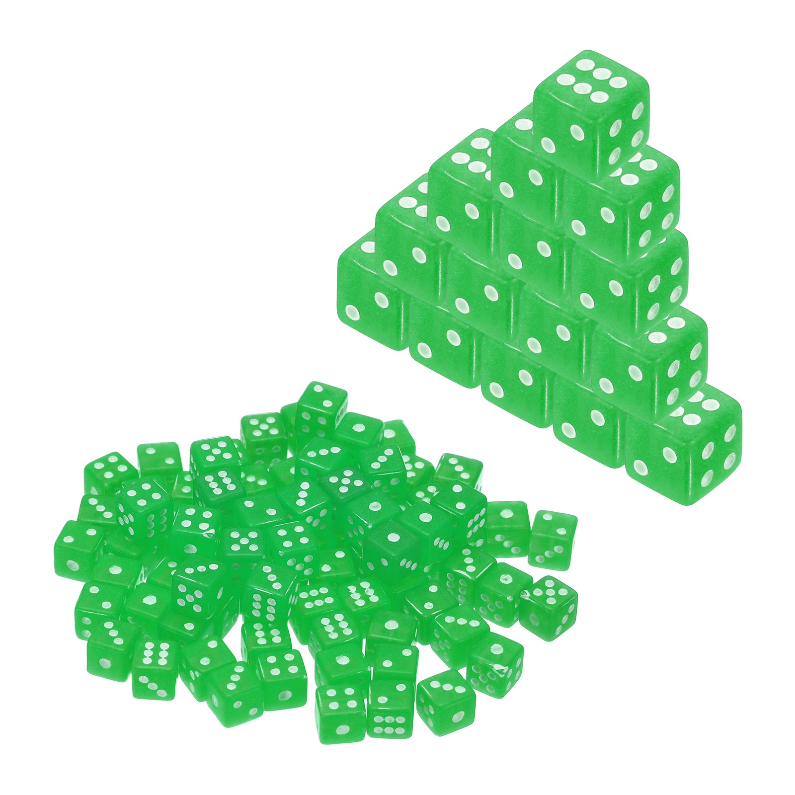 100Pcs Translucent Polyhedral Dice 5mm 6 Sided Square Corner Dice, Green