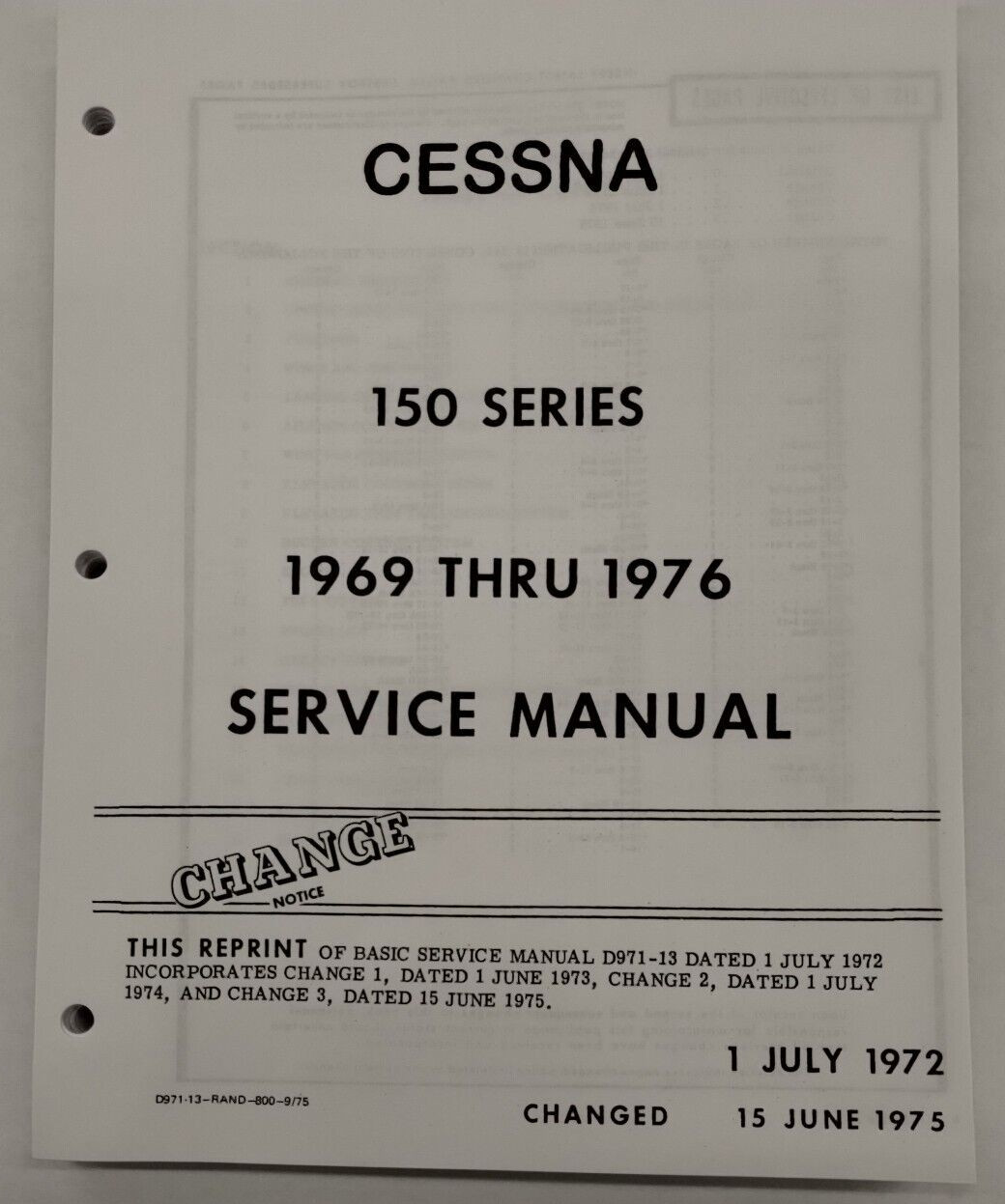 Cessna 1969-76 150 Series Service Manual-Reproduction
