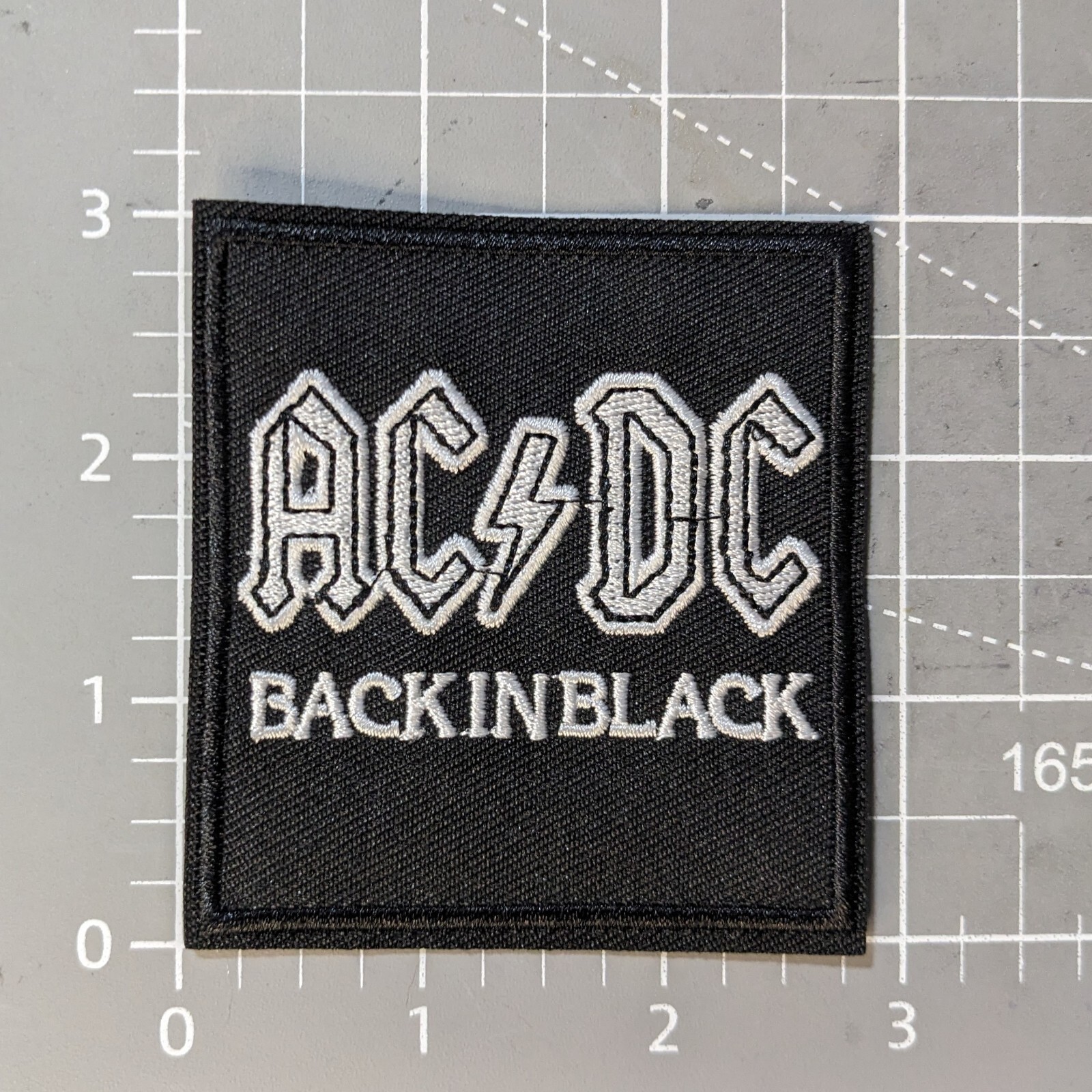 ACDC Band Patch Back In Black Rock Heavy Metal Embroidered Iron On Patch 3x3"