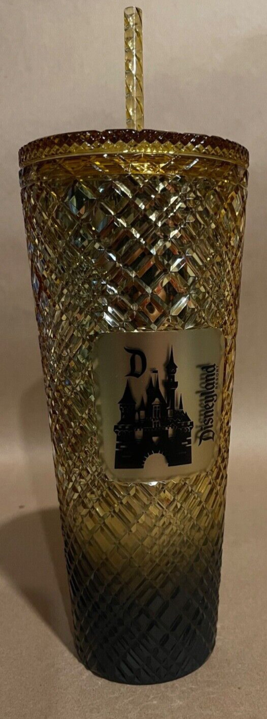 Disneyland Resort Starbucks Black & Gold Tumbler Jeweled Tumbler & Straw New