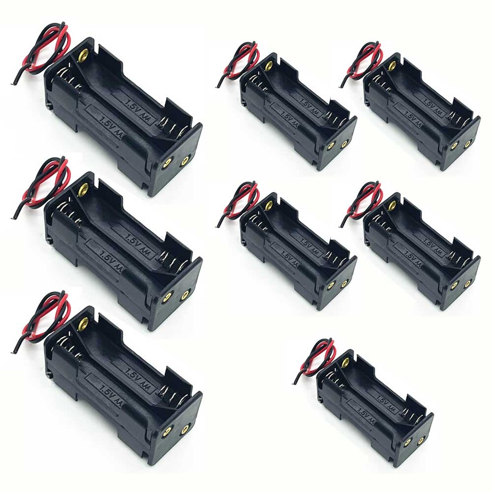 8Pcs Four/4X AAA DIY Battery Holder Case Box Base 6V/5V Volt With Bare Wire Ends