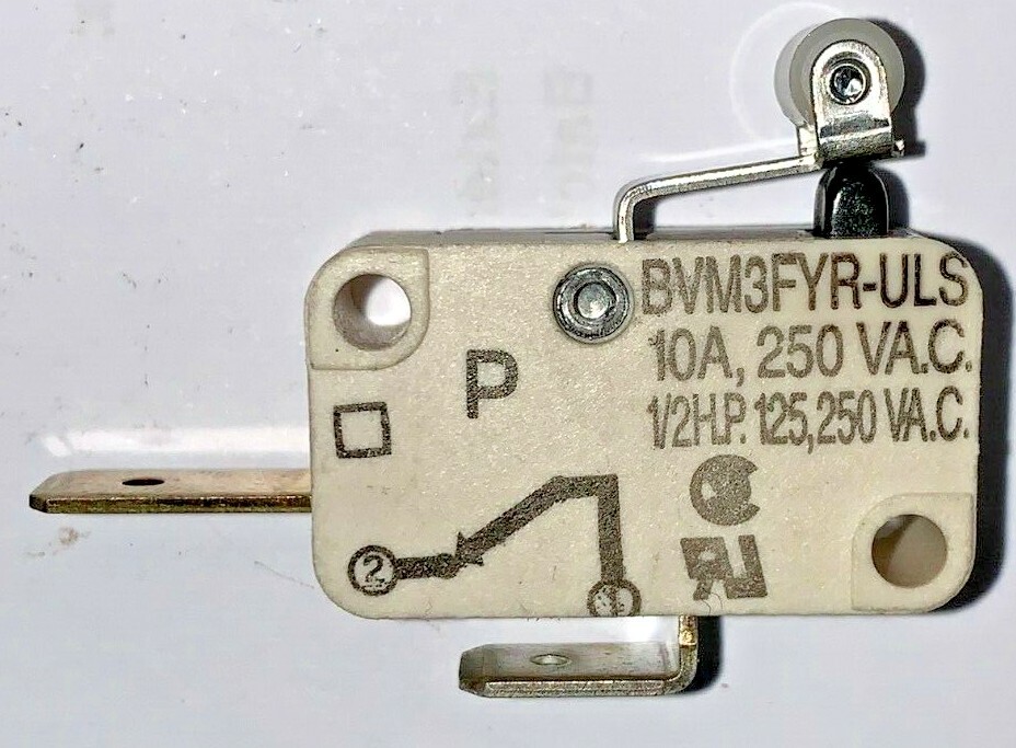 SAIA-BURGESS, ROLLER LEVER, BVM3FYR-ULS, 10 A, 250 V, 1/2 HP