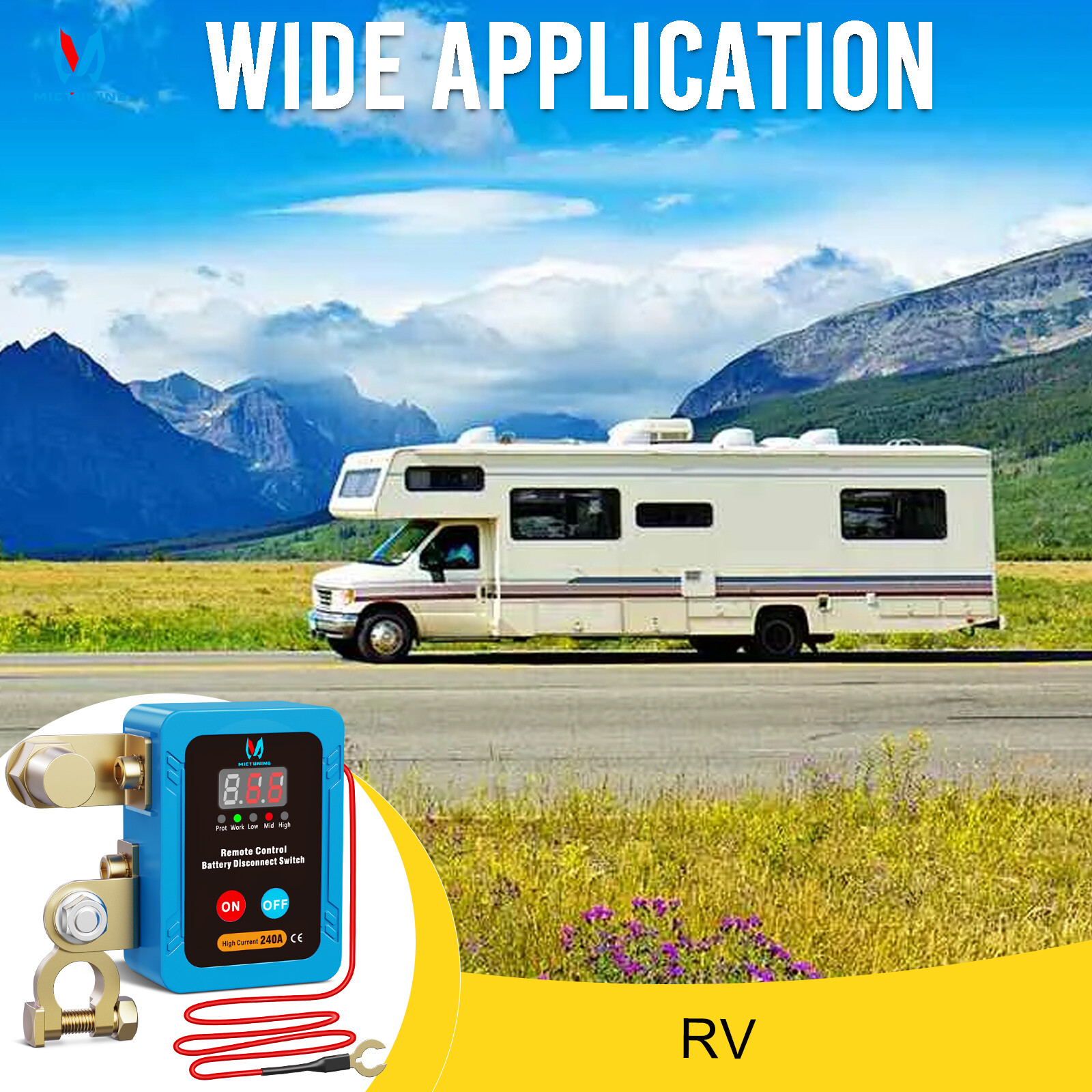 UTV/RV/Boat Remote Battery Disconnect Switch 240A Kill Switch with LED Voltmeter