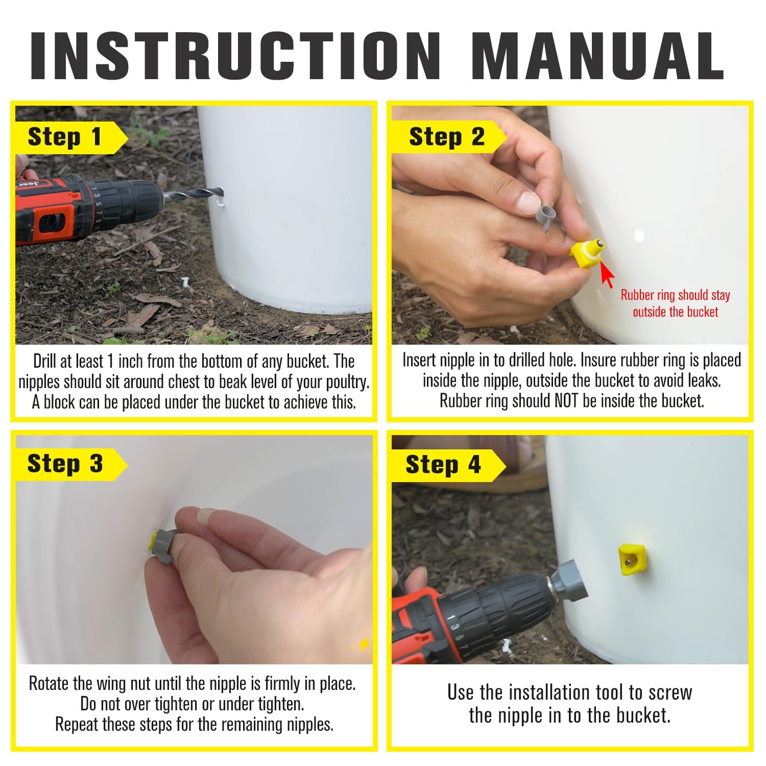 Chicken Waterer Nipples Horizontal Side Mount Anti-Leak Automatic Water System